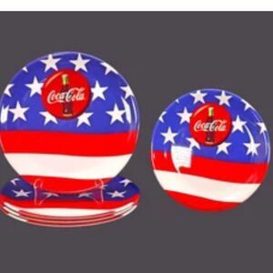 Vintage 1998 Patriotic 4th of July Coca Cola 9" Gibson Melamine Plates Set of 6